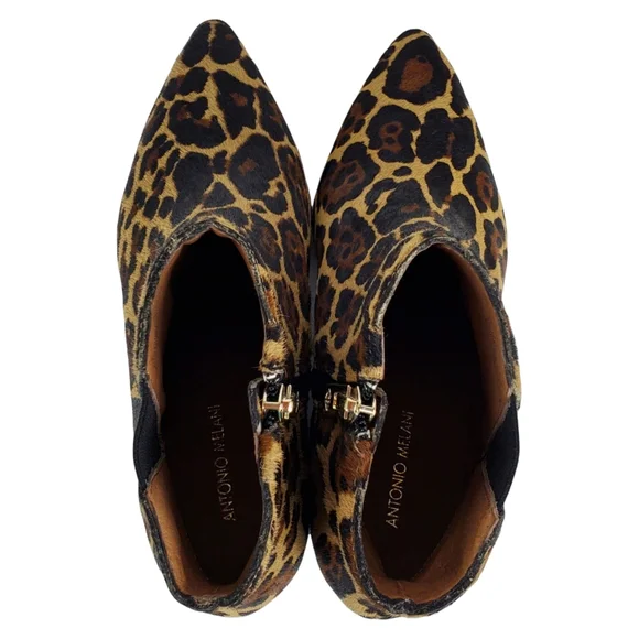 New Antonio Melani lavonnie leopard print haircalf block heel pointed booties - Picture 9 of 13